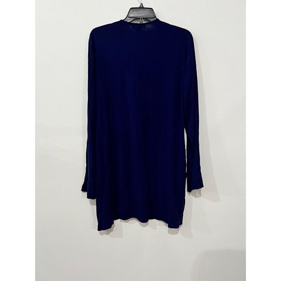 New La Blanca Size L V-Neck Cover-Up Tunic Dress Pockets tassel trim Navy Blue - Picture 7 of 10